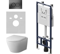 Инсталляция AM.PM MasterFit с клавишей L черный матовый, с подвесным унитазом Sense FlashClean, с сиденьем IS100138.741701