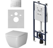 Инсталляция AM.PM MasterFit с клавишей S глянцевый белый, с подвесным унитазом Gem FlashClean, с сиденьем IS100201.901701