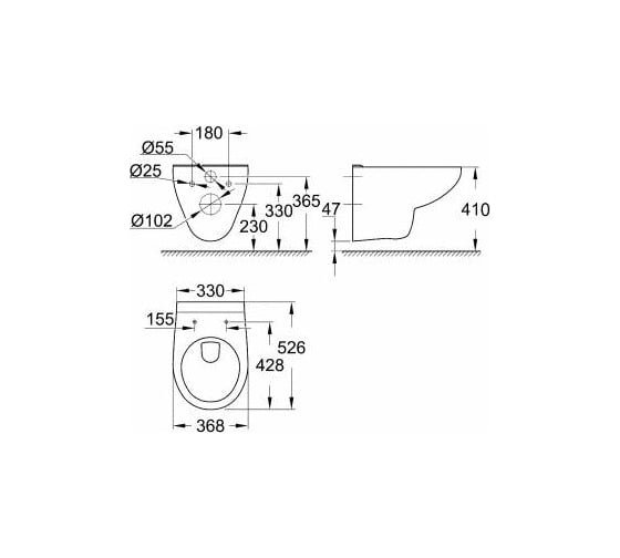 Подвесной унитаз Grohe Bau Ceramic ободковый 39491000