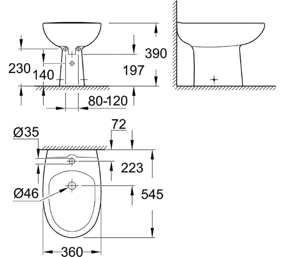 Напольное биде Grohe Bau Ceramic 39432000