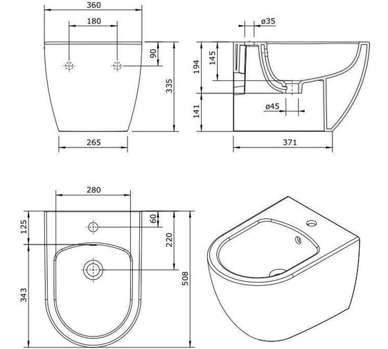 Биде подвесное Sanindusa Sanibold 137440004