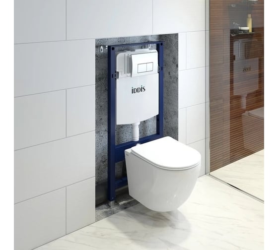 Комплект IDDIS 3в1: подвесной унитаз, инсталляция и клавиша смыва, BASB010i73