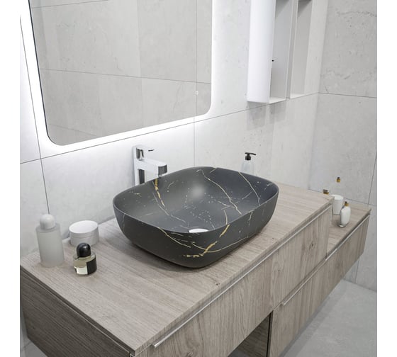 Накладная раковина Teymi Solli 50 artceramic, графит мрамор T50384 ЦБ-00269680