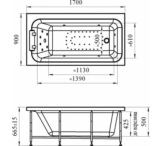 Ванна акриловая Радомир ХЕЛЬГА 170х90 1-01-0-0-1-045