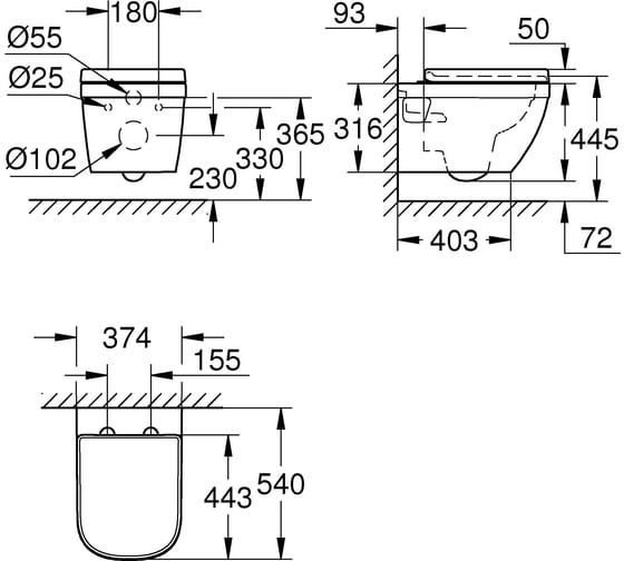 Подвесной унитаз GROHE Euro Ceramic с сиденьем, альпин-белый 39703000