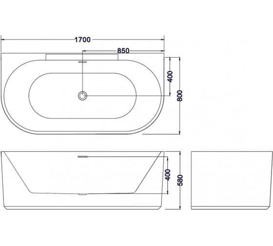 Акриловая ванна ESBANO Aruba-SM 1700x800x580 ESVAARUBSM