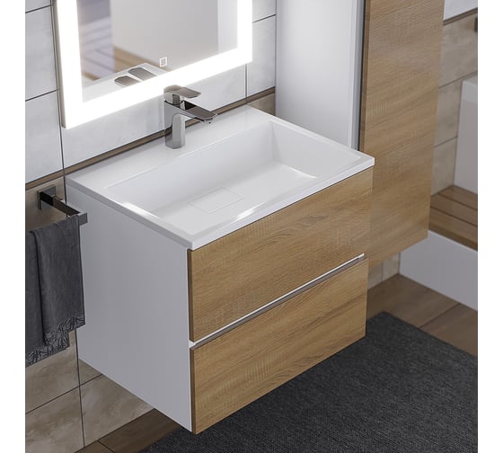 Раковина для ванной полувстраиваемая Uperwood Barsa_50 см, прямоугольная, белая 2901120345