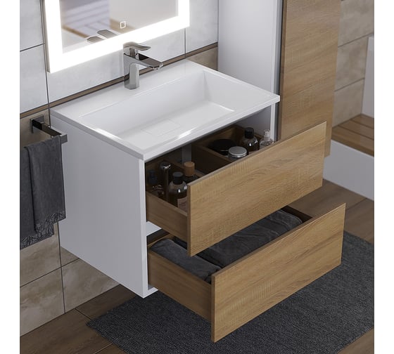 Раковина для ванной полувстраиваемая Uperwood Barsa_50 см, прямоугольная, белая 2901120345