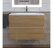 Тумба с раковиной для ванной Uperwood _Barsa-Next 70 см, подвесная, белая/дуб сонома 2900000094