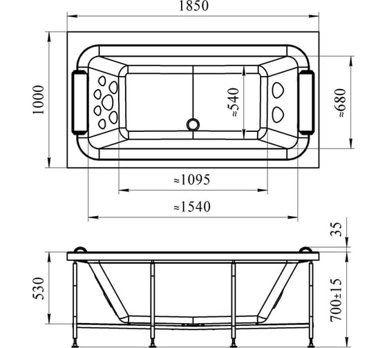 Акриловая ванна Радомир ХЕЛЬГА 185х100 1-01-0-0-1-044