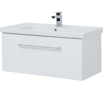 Подвесная тумба с раковиной Dreja BIG INN, 80 см, 1 ящик, белый глянец - 77.0203W-640207 77.0203WK