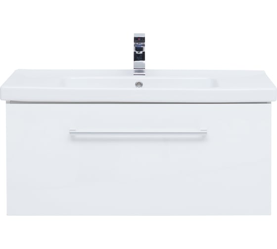 Подвесная тумба с раковиной Dreja BIG INN, 100 см, 1 ящик, белый глянец - 77.0205W-641259 77.0205WK