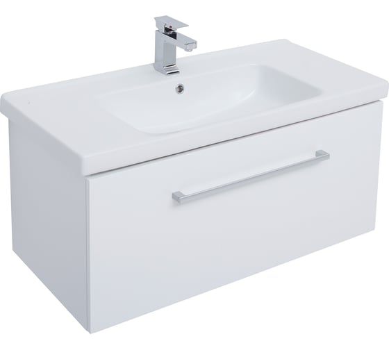 Подвесная тумба с раковиной Dreja BIG INN, 100 см, 1 ящик, белый глянец - 77.0205W-641259 77.0205WK