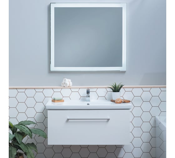 Подвесная тумба с раковиной Dreja BIG INN, 100 см, 1 ящик, белый глянец - 77.0205W-641259 77.0205WK