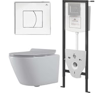 Инсталляция с подвесным унитазом CULTO LOKI подвесной безободковый унитаз, сиденье с микролифтом, инсталляция, клавиша смыва белая УТ-999