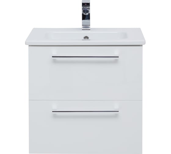 Подвесная тумба с раковиной Dreja GIO 60 см, 2 ящика, белый глянец 77.0101W-640344 77.0101WK