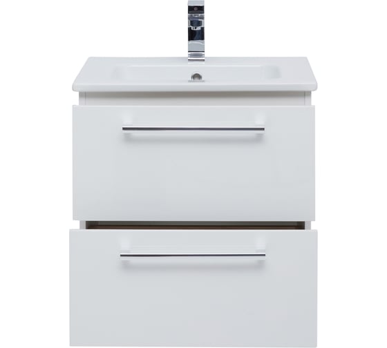 Подвесная тумба с раковиной Dreja GIO 60 см, 2 ящика, белый глянец 77.0101W-640344 77.0101WK