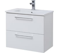 Подвесная тумба с раковиной Dreja GIO, 80 см, 2 ящика, белый глянец - 77.0103W-640177 77.0103WK