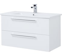 Подвесная тумба с раковиной Dreja GIO, 100 см, 2 ящика, белый глянец - 77.0105W-641235 77.0105WK