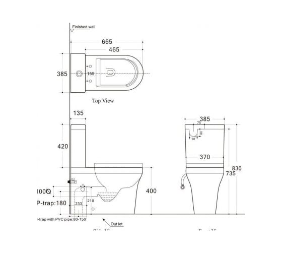 Чаша для напольного унитаза Aquanet NOVA-C1 с сидением, с Rimless 00203338