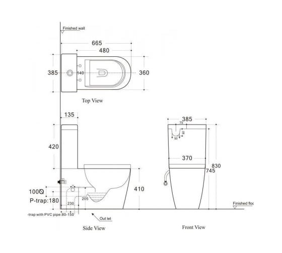 Чаша для напольного унитаза Aquanet Atago-C1 с сидением, с Rimless 00203350