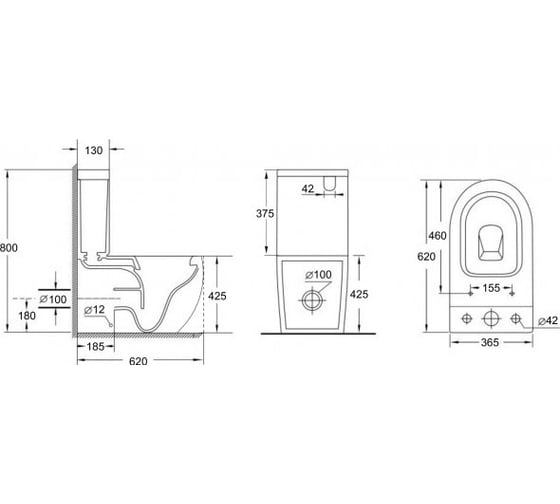 Чаша для напольного унитаза Aquanet Cetus 2.0 C1 с сидением, с Rimless 00243538