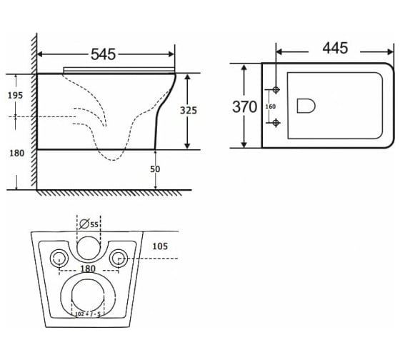 Чаша для напольного унитаза Aquanet Cube-C с сидением, с Rimless 00210759