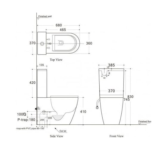 Чаша для напольного унитаза Aquanet CETUS-C1 с сидением, с Rimless 00203342