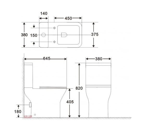 Чаша для напольного унитаза Aquanet Cube 2-C с сидением, с Rimless 00240208