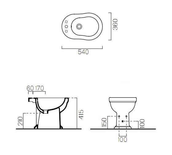 Приставное биде GSI 8762111 CLASSIC 1 отверстие, белый 07 00000071672