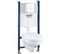 Монтажный элемент с подвесным унитазом GROHE Solido Lecico 4 в 1, микролифт, панель Skate Air 63334