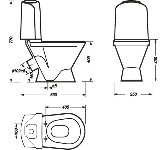 Унитаз-компакт SANITA CLASSIC SL D 00000055465