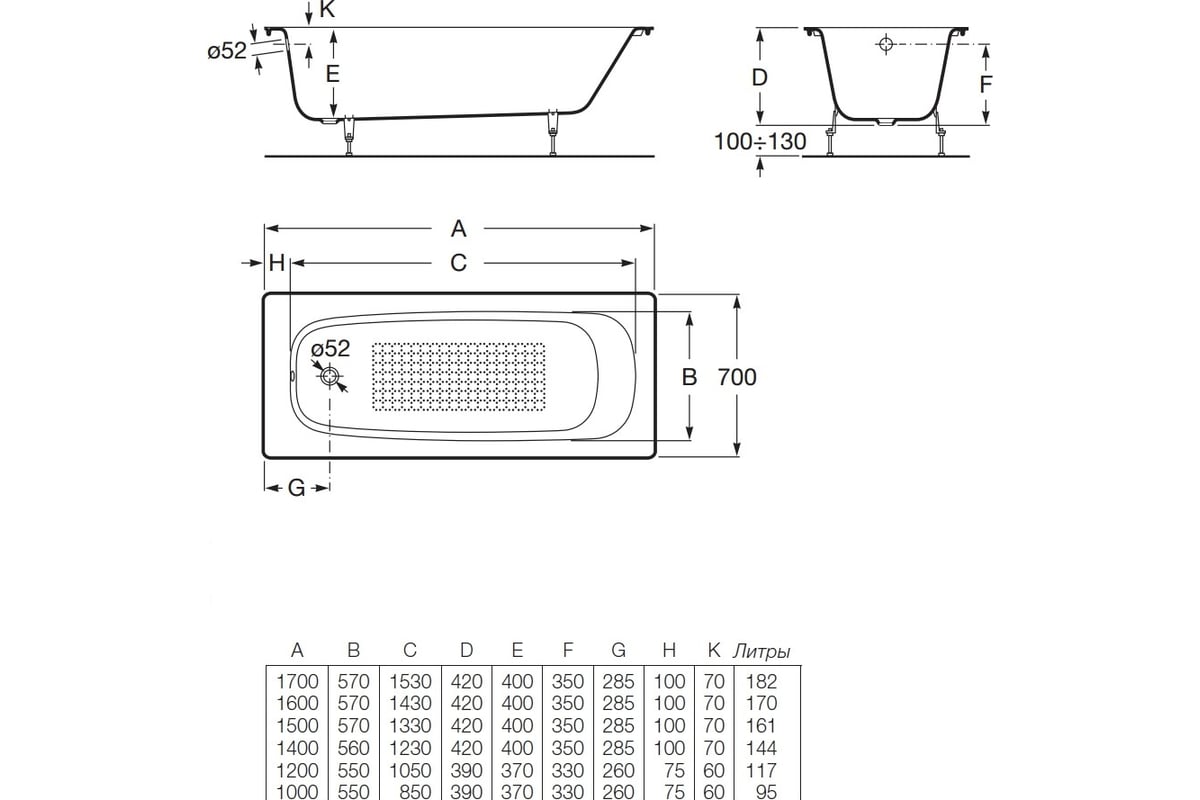 Ванна стальная размеры. Ванна чугунная Roca Continental 100x70 211507001. Ванна чугунная 150х70 рока Континенталь. Ширина чугунной ванны стандарт 150.