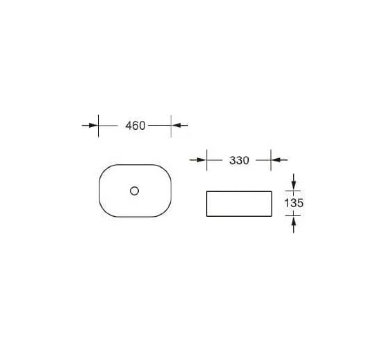 Раковина накладная CULTO BRUTTO 460 прямоугольная, белая 0078B