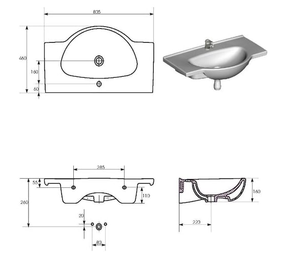 Раковина Cersanit NATI 80 S-UM-NAT80/1-w 00000068941