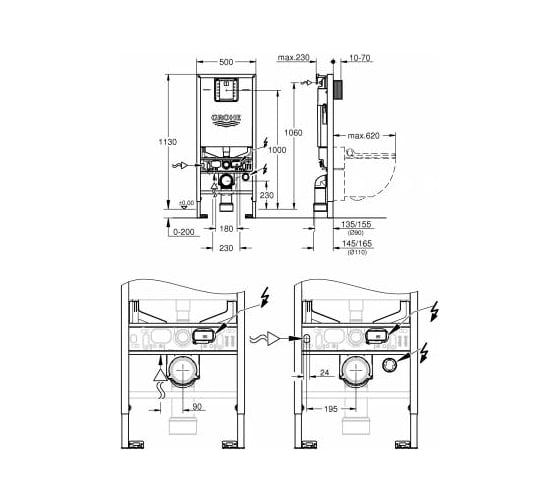 Комплект 3 в 1 для подвесного унитаза Grohe Rapid SLX 39598000