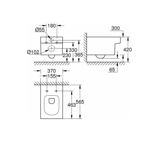 Подвесной Унитаз Grohe Cube Ceramic, безободковая чаша, каскадный смыв, 3924500H