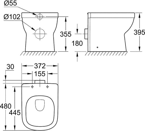 Напольный приставной унитаз Grohe Euro Ceramic, специальное покрытие 3932900H