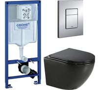 Комплект 3 в 1 CULTO инсталляция Grohe Rapid SL + унитаз подвесной ANDI Black+ кнопка GROHE Skate Cosmopolitan хром GROHE_SL_14