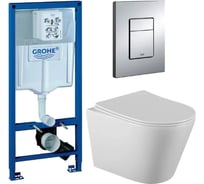 Комплект 3 в 1 CULTO инсталляция Grohe Rapid SL + унитаз подвесной MONET + кнопка GROHE Skate Cosmopolitan хром GROHE_SL_1