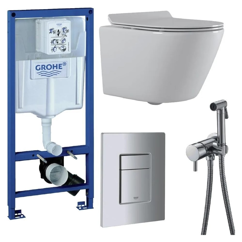 Комплект 3 в 1 CULTO инсталляция Grohe Rapid SL + унитаз подвесной TOR ...