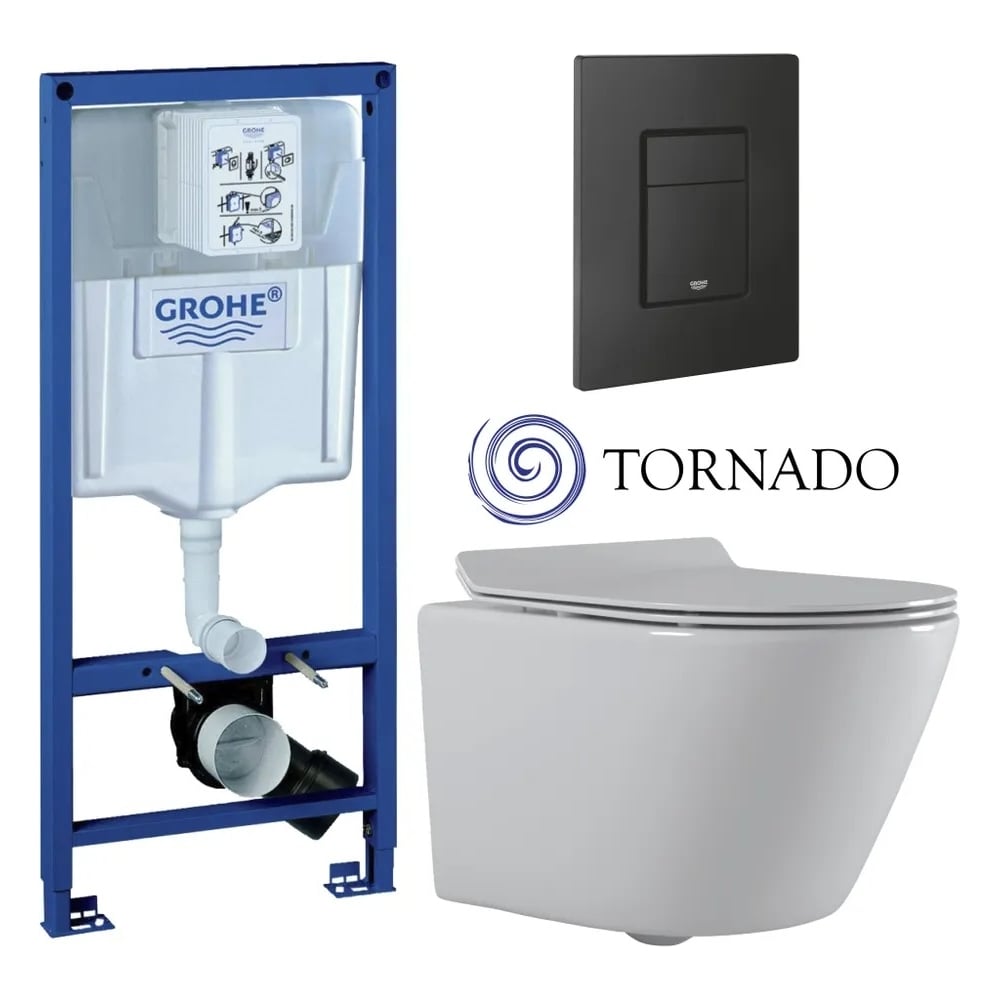 Комплект 3 в 1 CULTO инсталляция Grohe Rapid SL black + унитаз ...