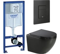 Комплект 3 в 1 CULTO инсталляция Grohe Rapid SL black+ унитаз подвесной ANDI Black+ кнопка GROHE Skate Cosmopolitan черная матовая GROHE_SL_14_BL
