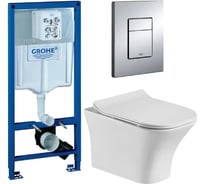 Комплект 3 в 1 CULTO инсталляция Grohe Rapid + унитаз подвесной PABLO + кнопка GROHE Skate Cosmopolitan хром GROHE_SL_4