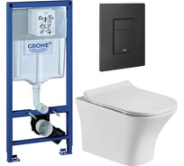 Комплект 3 в 1 CULTO инсталляция Grohe Rapid + унитаз подвесной PABLO + кнопка GROHE Skate Cosmopolitan хром GROHE_SL_4_BL