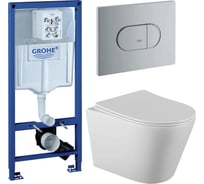 Комплект 3 в 1 CULTO инсталляция GROHE Solido + унитаз подвесной MONET + кнопка GROHE Arena Cosmopolitan хром GROHE_SL_1_COS