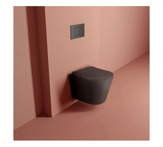 Подвесной унитаз комплект 4 в 1 инсталляция CULTO Grohe Rapid SL black, унитаз подвесной MONET Black, кнопка GROHE Skate Cosmopolitan черная матовая, сиденье микролифт GROHE_SL_16_BL