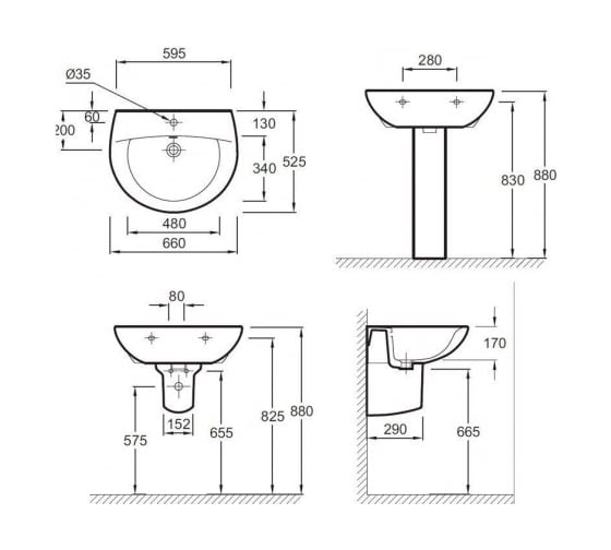 Раковина JACOB DELAFON PATIO E1998G-00  66х52.5 см 00000012511