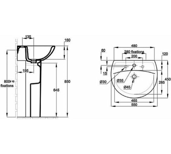 Раковина JACOB DELAFON PATIO E4158NG-00 55х45 см 00000012513