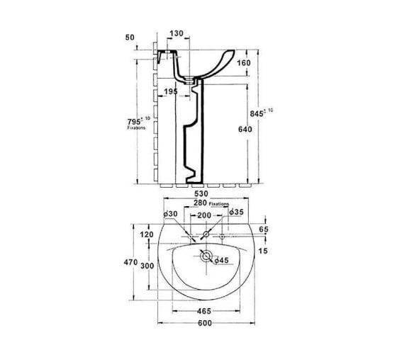 Раковина JACOB DELAFON PATIO E4159G-00 E4159NG 60х47 см 00000012633